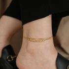 Bead Layered Stainless Steel Anklet Necklace - Bead - Gold - One Size