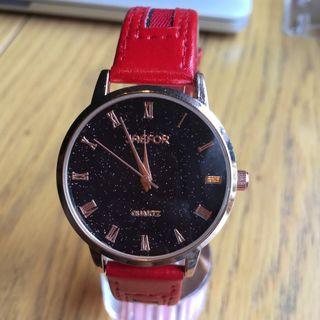Canvas & Genuine Leather Panel Strap Watch