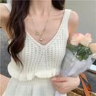 V-neck Ruffled Knit Camisole Top