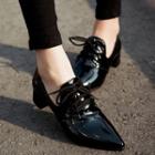 Block Heel Lace-up Pointed Shoes