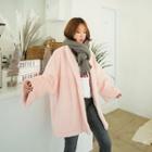 Stand-collar Snap-button Faux-fur Jacket