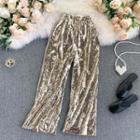 Sequin Wide-leg Pants Gold - One Size