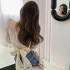 Off-shoulder Ribbon-back Crop Blouse