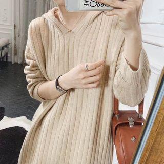 Hooded Long-sleeve Maxi Knit Dress