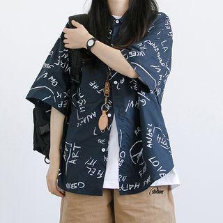 Lettering Print Short Sleeve Shirt
