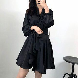 Long-sleeve A-line Wrap Dress