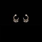 Rhinestone Star Fringed Earring 1 Pair - S925 Silver Stud Earrings - Gold - One Size