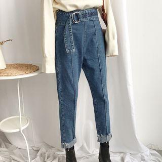 Embroidered Cropped Harem Jeans