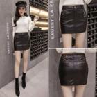 Faux Leather Zipped Skirt