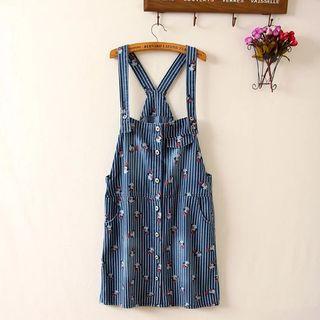 Washed Striped Printed Jumper Dress