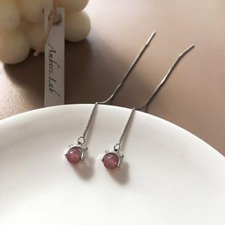 Faux Crystal Dangle Earring 1 Pair - Threader Earring - One Size