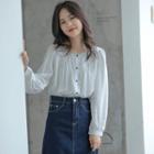Button-up Contrast Stitching Blouse