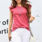 Cap-sleeve Colored Cotton Top