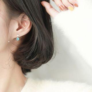 9245 Sterling Silver Mini Marble Disc Dangle Earring 1 Pair - X745 - Silver - One Size