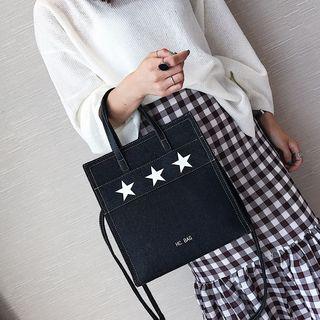 Star Print Canvas Handbag