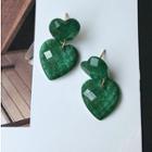 Acrylic Heart Ear Stud 1 Pair - Green - One Size