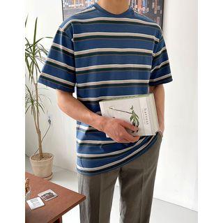 Multicolor Stripe Cotton T-shirt