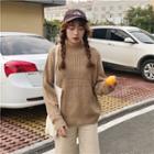 Mock Neck Perforated Sweater Almond - One Size