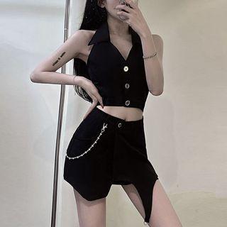 Crop Tank Top / Mini Pencil Skort With Chain / Set