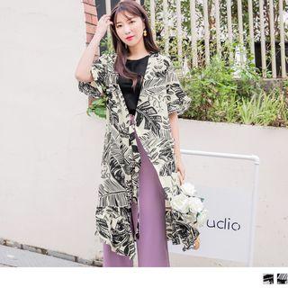 Floral Print Chiffon Long Cover-up