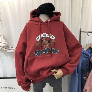 Front Pocket Dog-print Hooded Sweatshirt