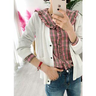 Plus Size - Colored V-neck Cardigan