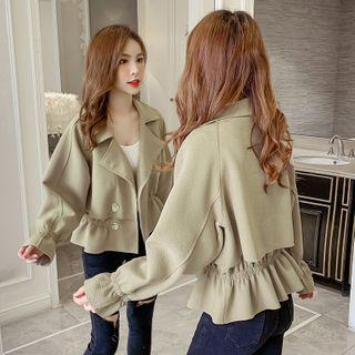 Shirred-waist Button Jacket