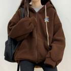 Bear Print Lambswool Long-sleeve Jacket