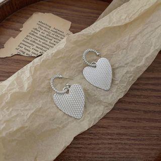 Heart Alloy Dangle Earring 1 Pair - 01 - Silver Stud - Silver - One Size