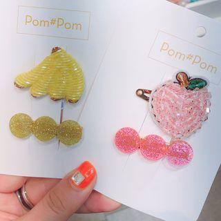 Set: Faux Crystal Fruit / Disc Hair Clip