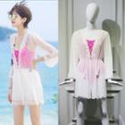 Strappy Swimsuit / Chiffon Long Top