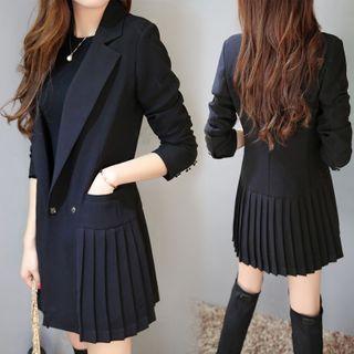 Pleated Double Breasted Blazer