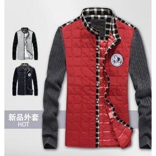 Gingham Panel Button Jacket