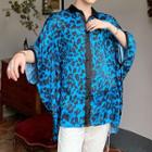 Leopard Print 3/4-sleeve Shirt
