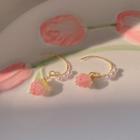 Flower Resin Alloy Open Hoop Earring E5153 - 1 Pair - Gold - One Size