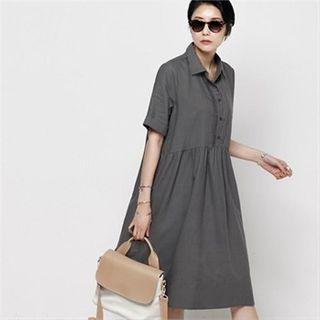 Half-placket Pintuck-front Dress
