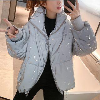 Star Print Padded Zip Jacket