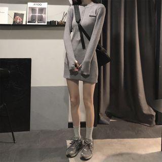 Half-zipper Slim-fit Mini Dress