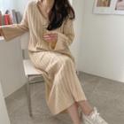 V-neck Maxi Rib-knit Dress