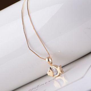 Rhinestone Fish Pendant Necklace