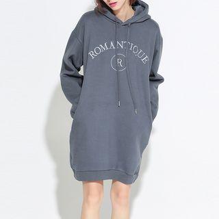 Letter Embroidered Hoodie Dress