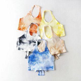 Halter-neck Tie-dye Cropped Tank Top