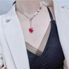 Heart Pendant Necklace Red - One Size