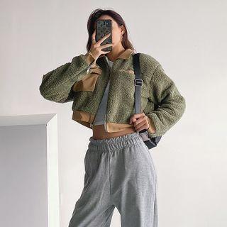 Cropped Patchwork Fleece Jacket