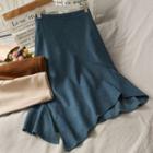 Side-slit Asymmetric Midi Skirt