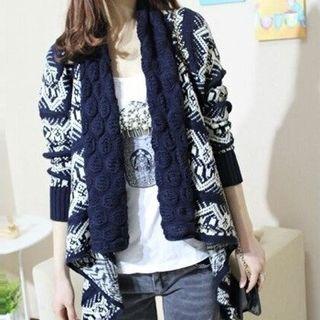 Patterned Open-front Knit Jacket