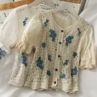 Patchwork Embroidered Button-up Top
