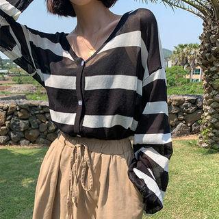 V-neck Color-block Summer Cardigan