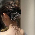 Rhinestone Fringed Bow Velvet Hair Clip