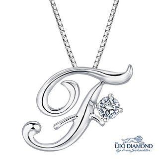 Initial Love 18k White Gold Diamond Pendant Necklace (16) - F